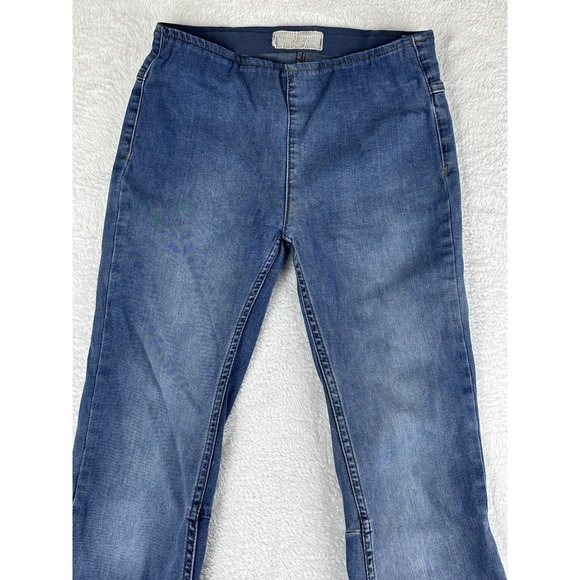 Free People‎ Jeans Womens Blue Flare Elastic Waist Mid Rise Jeans Size 26x34 - Picture 2 of 14